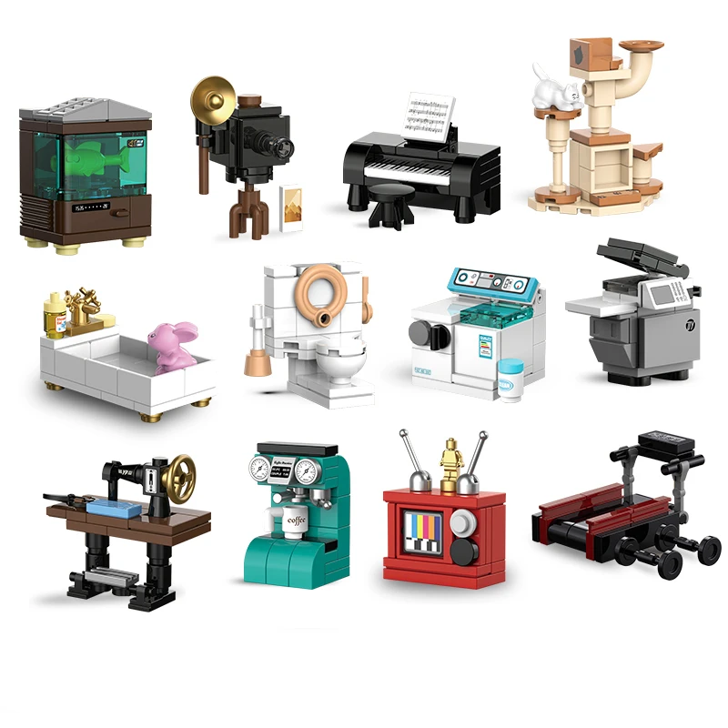 

Home appliances Building Block Fish Animals Tank Compatible MOC DIY Mininatures Model Creative Gift Bricks Kid Education Toys