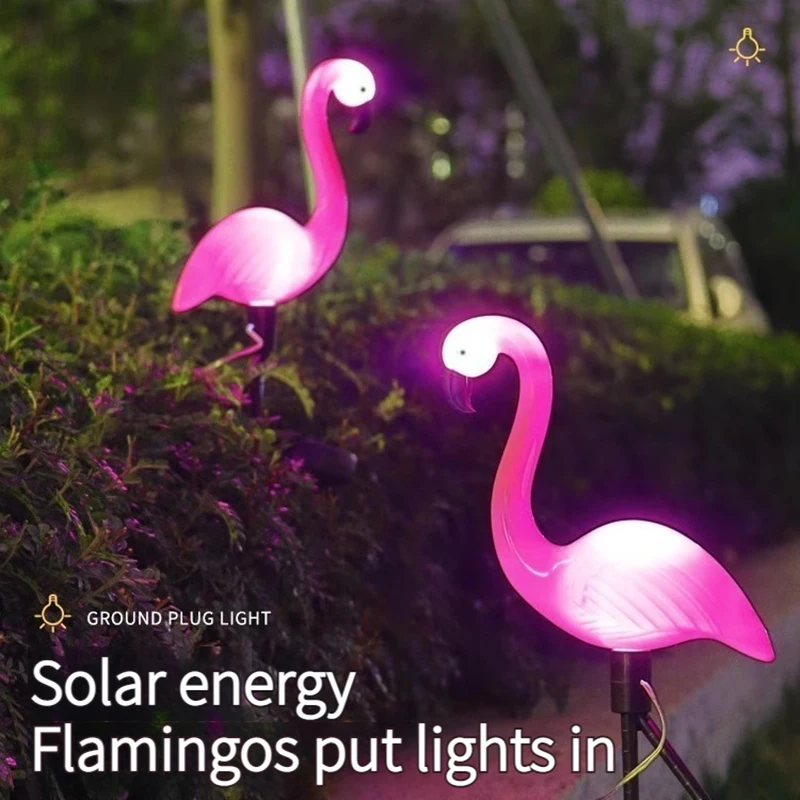 Pink Flamingo Solar Light Outdoor Courtyard Decoration Light Waterproof Garden LED Patio Walkway Light with Lights Ground Lamp P 3