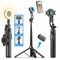 AXNEN C20 Magnetic Selfie Stick Tripod Extendable for Cellphone Shooting with Remote 1/4" Thread for Action Camera Ring Light