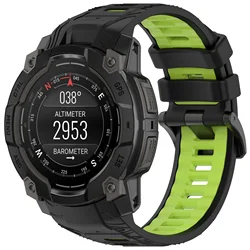 Silicone Two - Tone Soft Breathable Lightweight Watch Strap - Instinct 3 45mm (Black green)