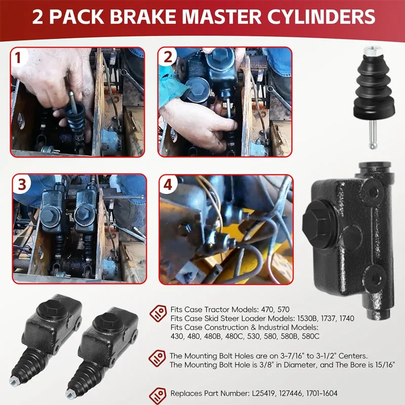 #A51976 ,#L25419 Brake Masters & Slave Cylinders Kit For Case Backhoes 430 450 450B/C 480 480B/C/D 580 580B/C 850B/C/D 855C
