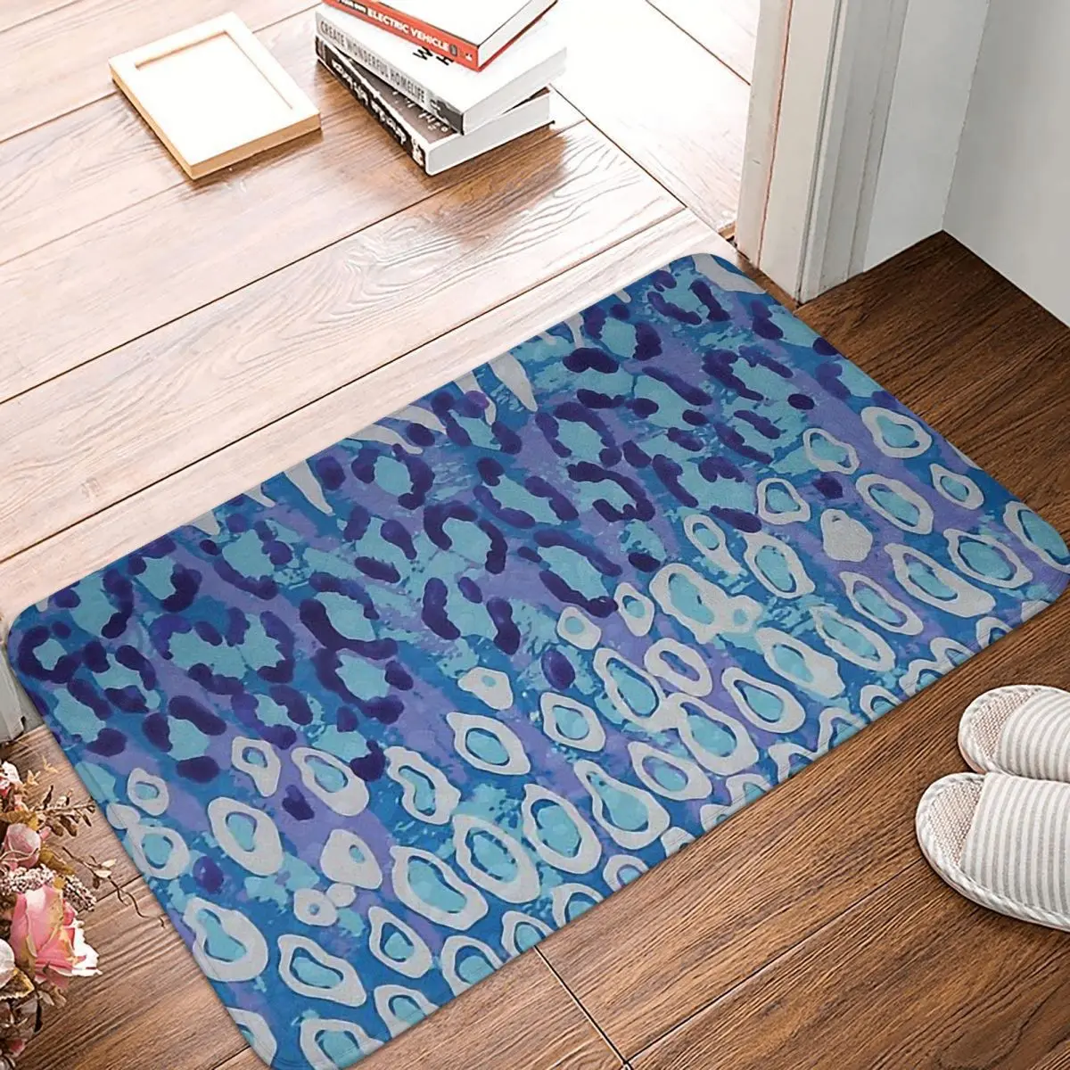 

Animal Skin Bathroom Non-Slip Carpet Abstract Shades Of Blue Bedroom Mat Welcome Doormat Floor Decor Rug
