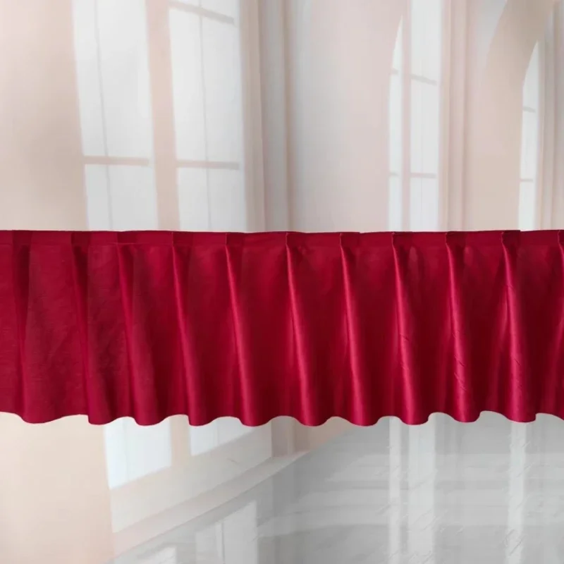 Table Skirt White Pleated Wedding Backdrop Curtains Table Clothes Birthday Banquet Stage Silk Skirting Event Party