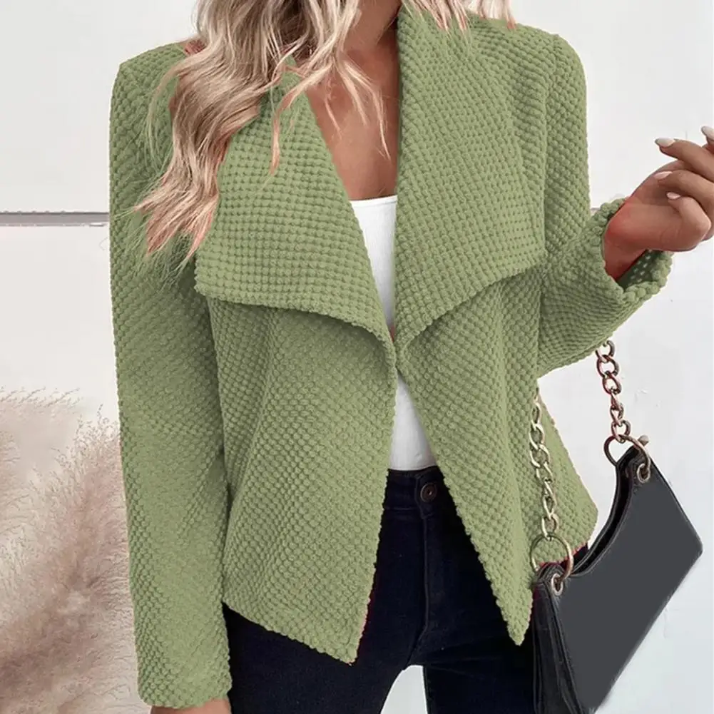 

Lady Thick Warm Women's Fall Winter Coat Loose Open Stitch Lapel Jacket for Ol Style Commute Anti-pilling Long Sleeves Lady Suit