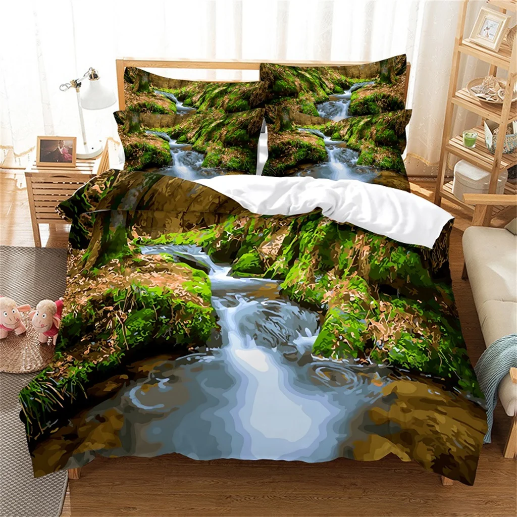 Landscape River Mountain View Kids Quilt Durex Twin Full King Size 3Pcs Duvet Cover Bedding Linen Set Bedspread 200x200 240x220