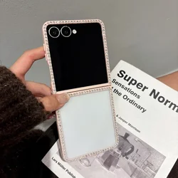 Elegant Bling Glitter Transparent Folding Phone Case - Luxury Shockproof Bumper Cover Accessories - Galaxy Z Flip5 (Pink)