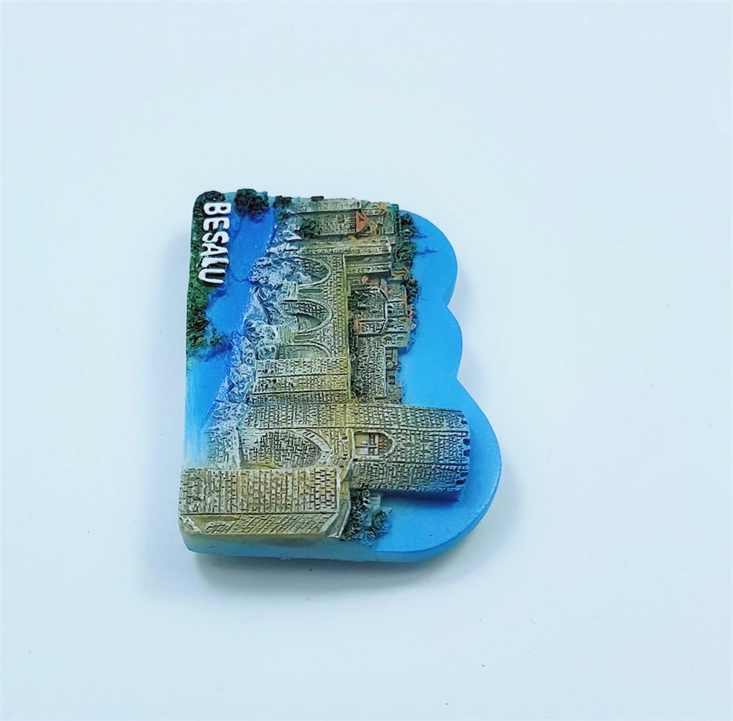 Besalu 스페인 3D 냉장고 자석 기념품 선물, 송진 수제 Besalu 냉장고 자석, 가정 및 주방 장식 컬렉션