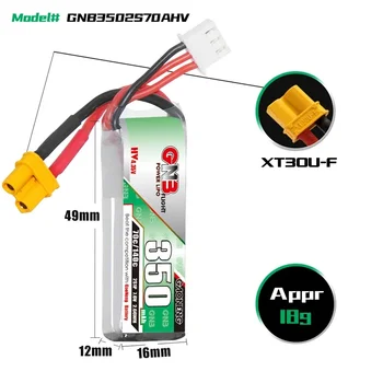3-10PCS GNB Gaoneng 2S 350mah 7.6V 60C/120C Lipo Battery XT30 or PH2.0 Plug for BETAFPV Beta75X Tiny Whoop Drones Small Car 1