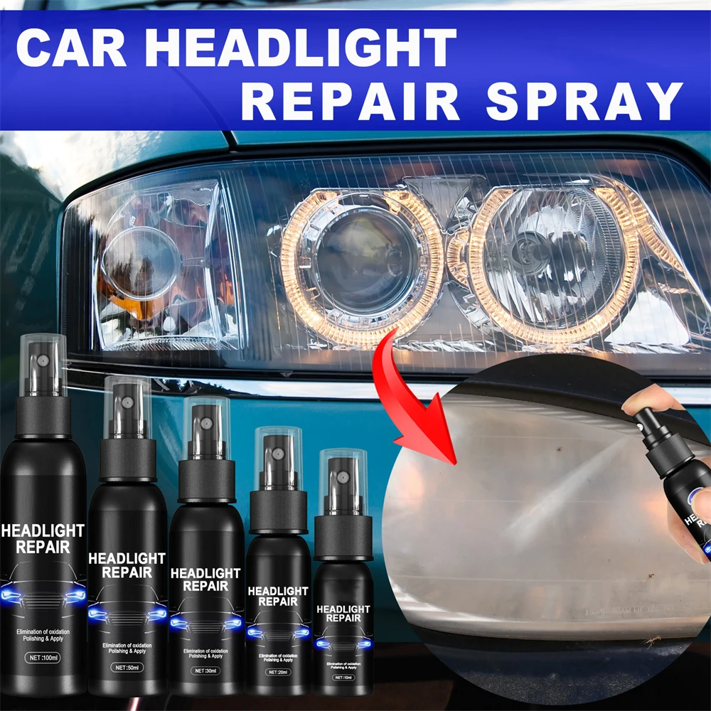 10/20/30/50/100ml Car Headlight Polishing Repair Fluid Agent Auto Light Restore Headlamp Cleaner Oxidation Dirt Remover Spray