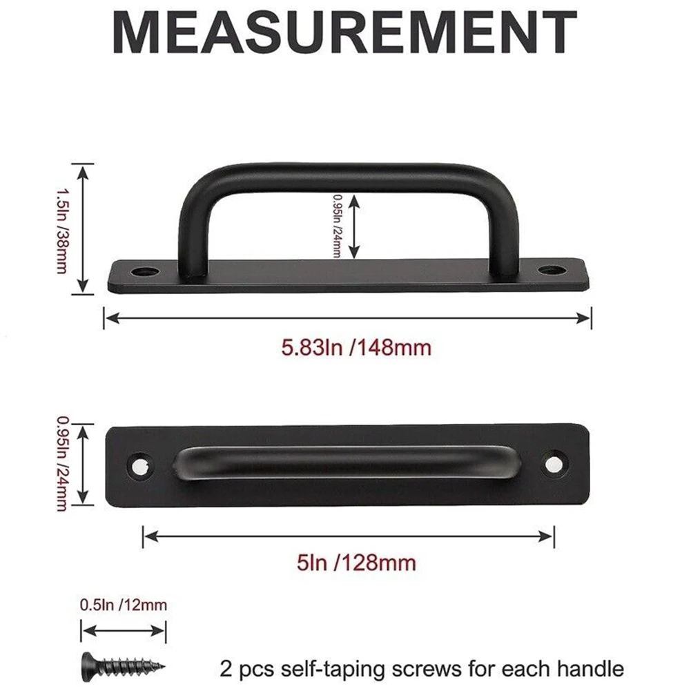 2Pcs Door Pull Handles Aluminium Alloy Balcony Window Sliding Door Handles Black Gate Shed Furniture Pulls Hardware door handles