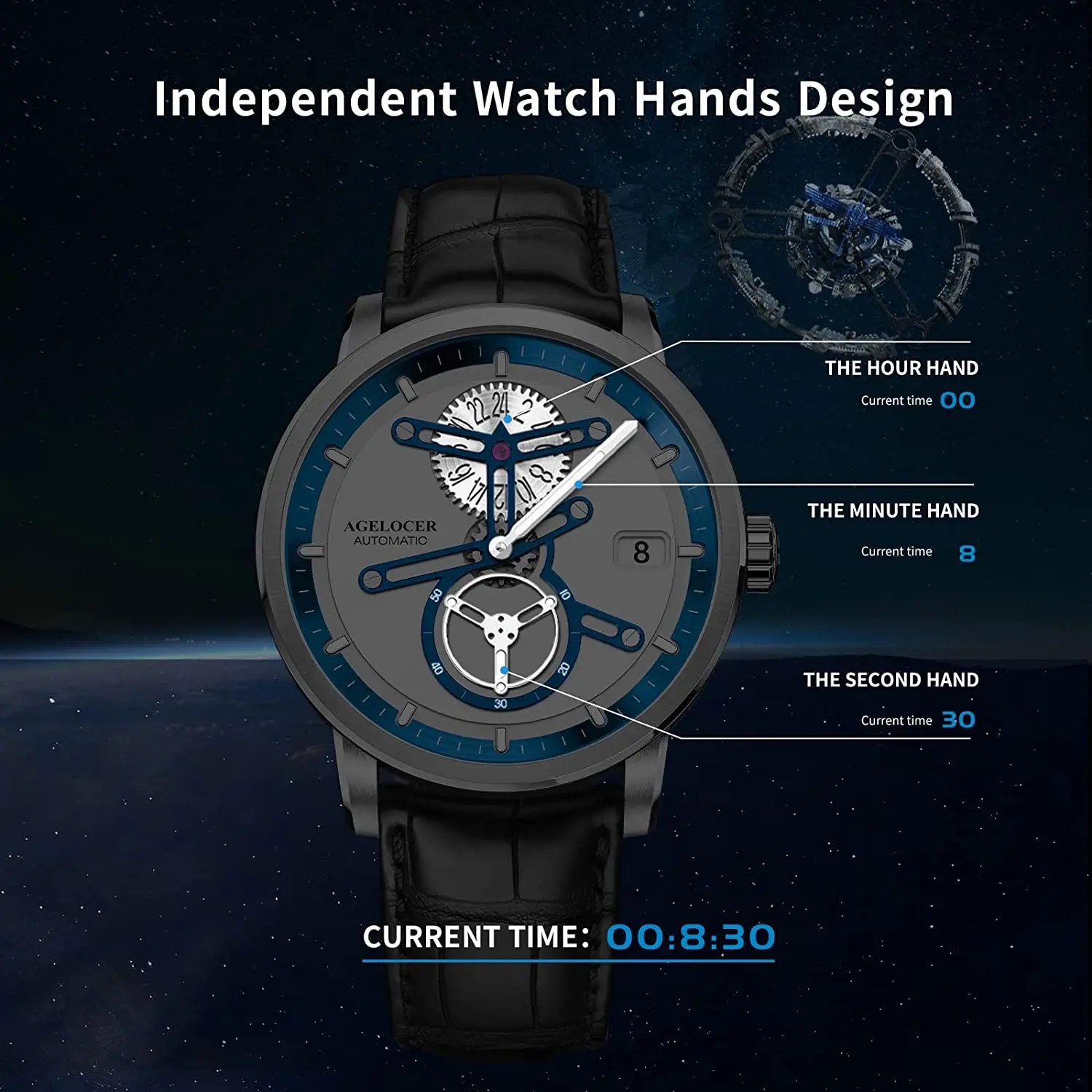 Agelocer-メンズ自動機械式時計,ビジネススペース,高級時計 - AliExpress