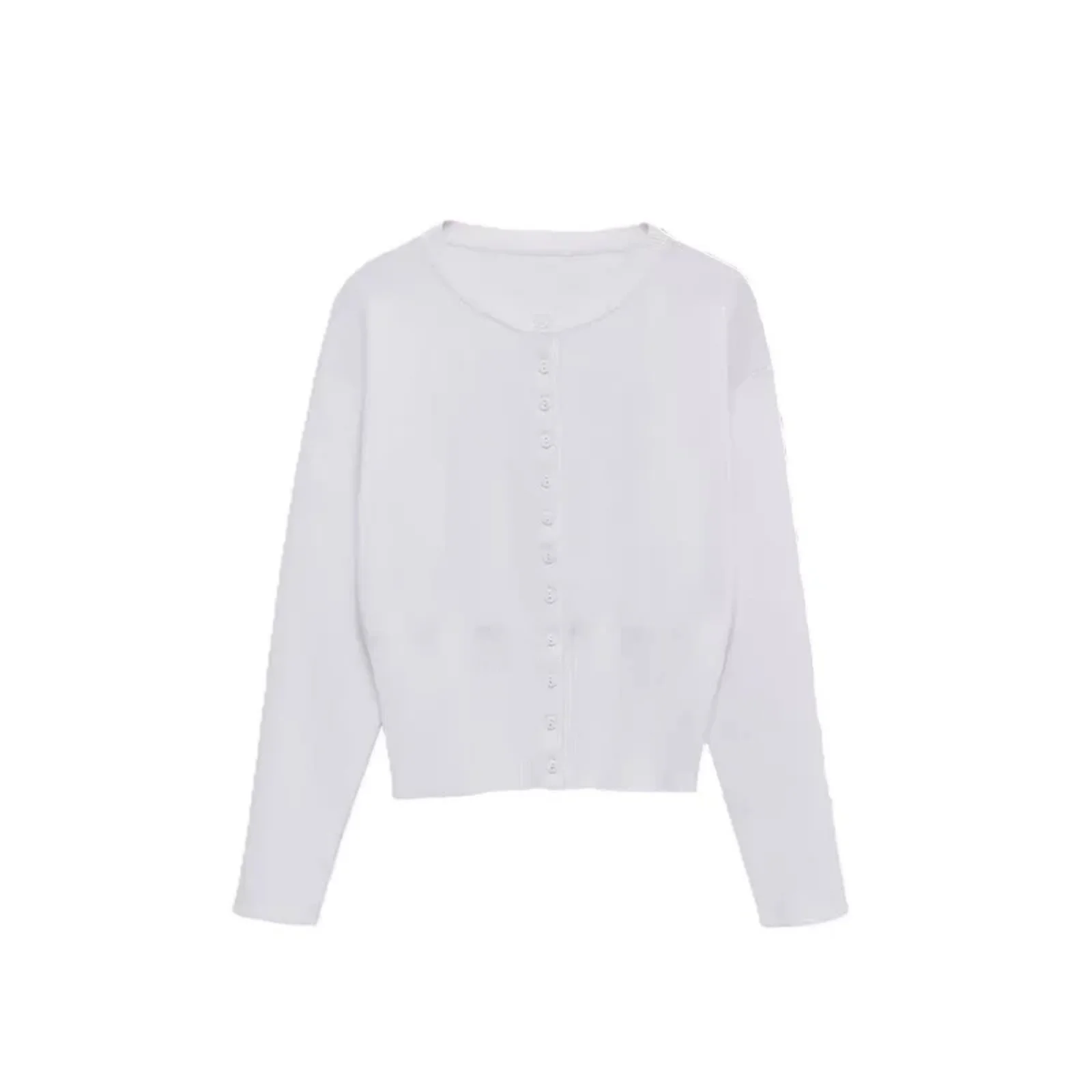 Women's High Waist O-Neck Single Breasted Cardigan Female Solid Long Sleeve Short Sweater Top Lady Autumn Slim Coat Streetwear