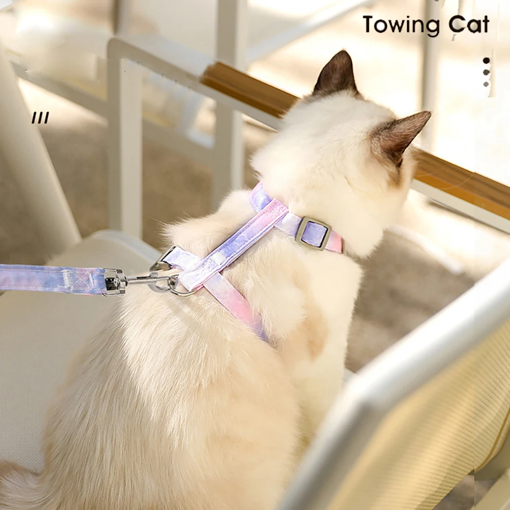 H-Type Cat Harness Vest - Escape-Proof Soft Kitten Harness With Leash Set, Adjustable Breathable Safety Vest For Indoor Outdoor_voghion.com