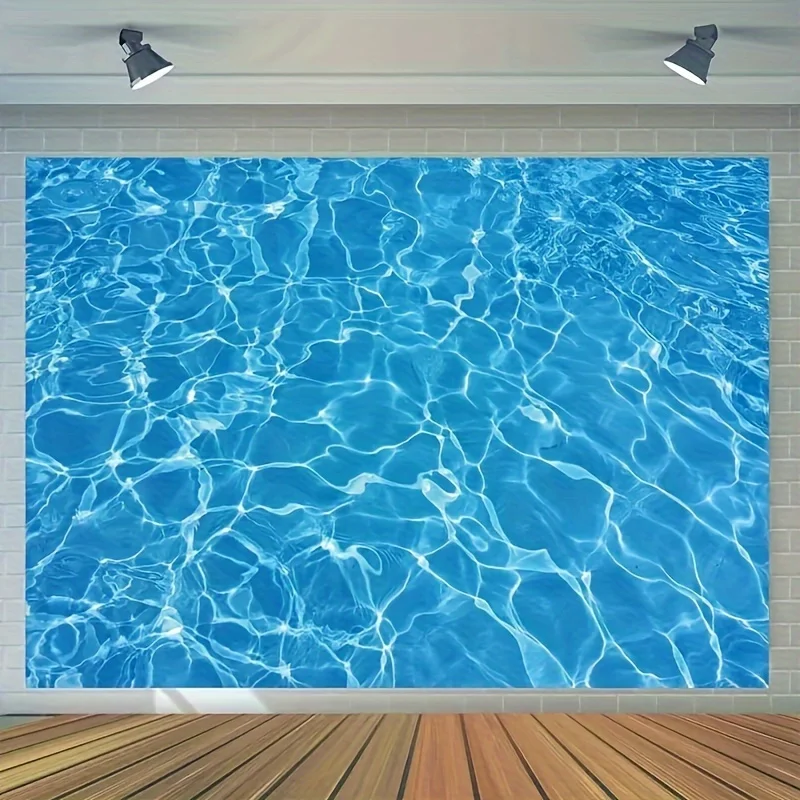 The blue water texture photo background is perfect for birthday parties, pool parties, and photography studio decorations.