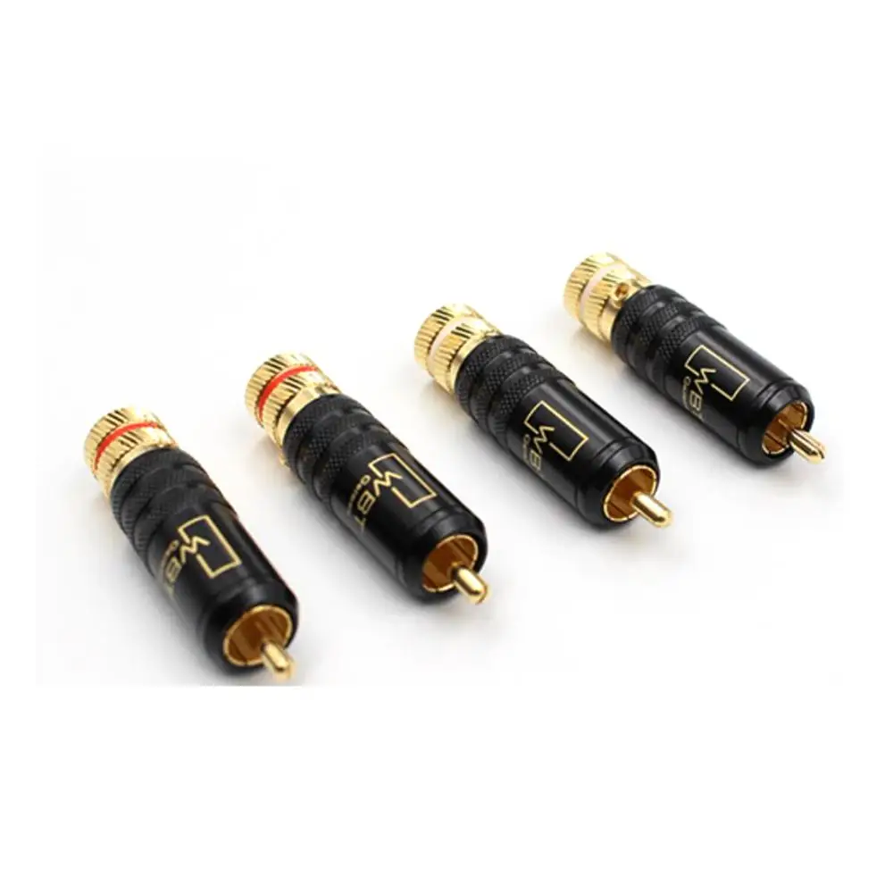 

4pcs Hifi RCA connectors male WBT-0144 signal line plug WBT 0144 RCA plug lotus head copper RCA plug connectors