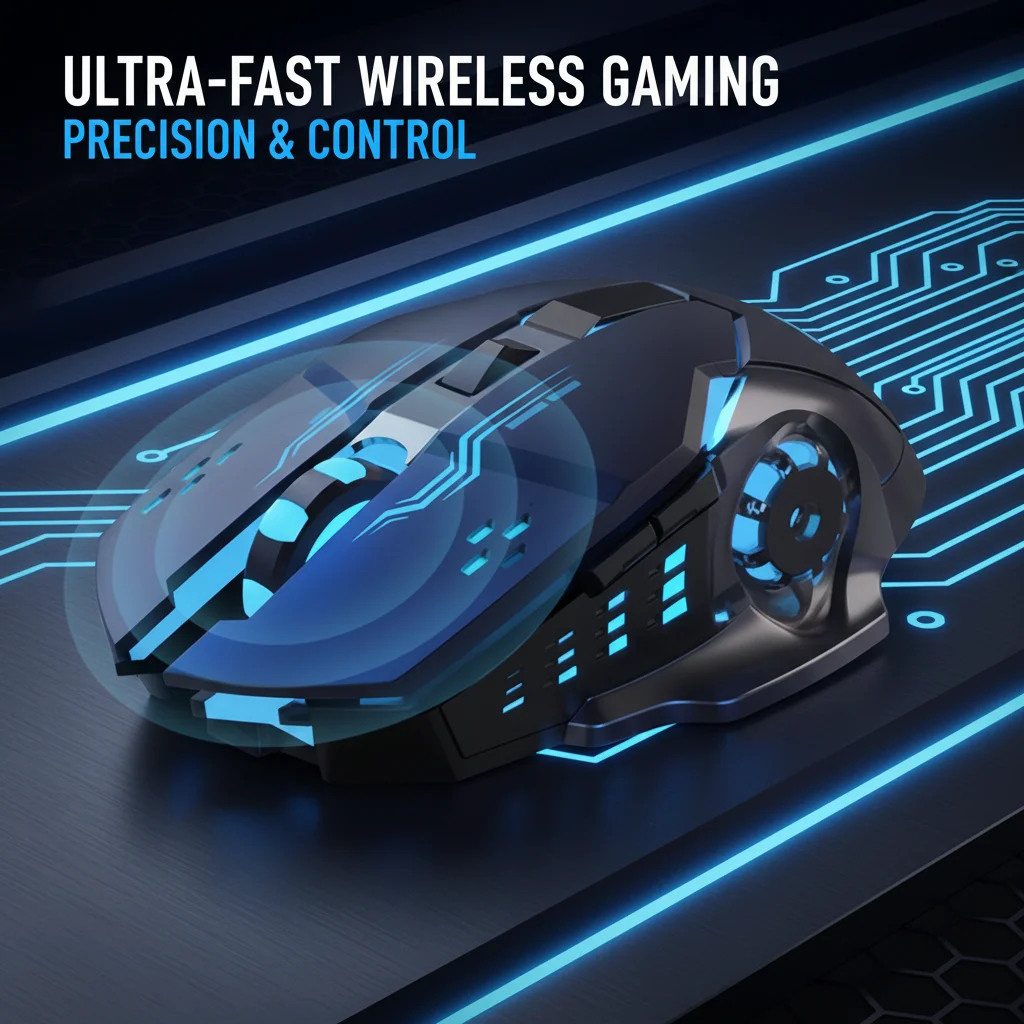 Rechargeable RGB LED Ergonomic Wireless Mouse with Type-C Connection