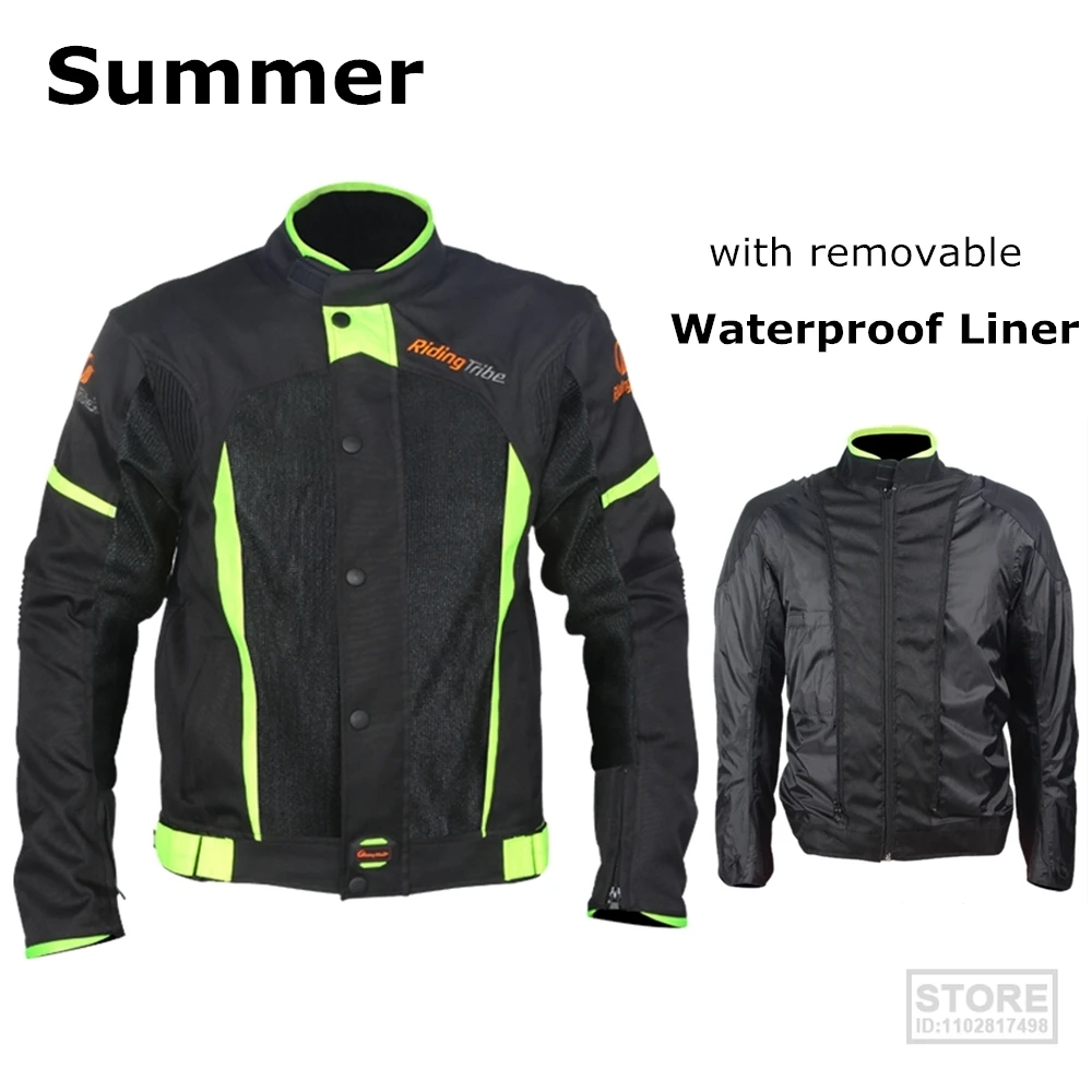 Men Motorcycle Jacket Summer Winter Waterproof Warm Riding Reflective Coat with Removable Protective Gear and Lining 5XL JK-37