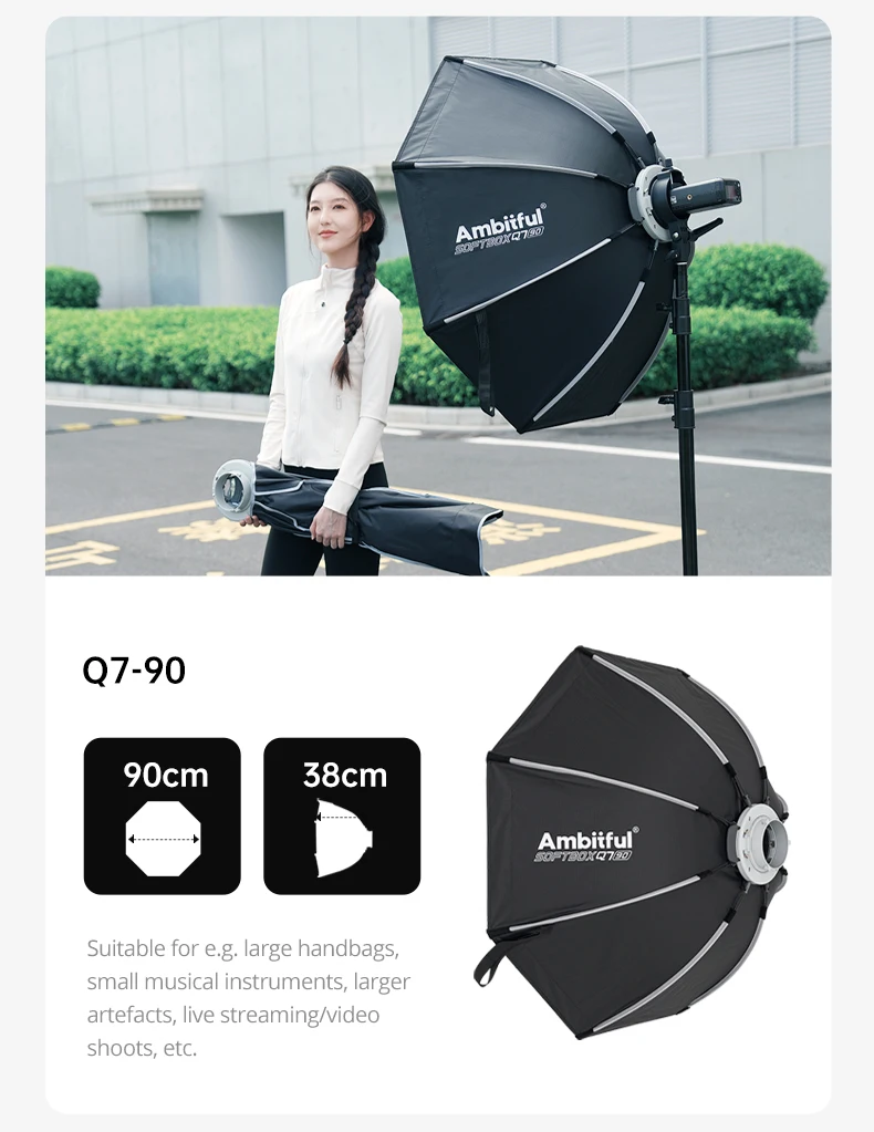 55cm 65cm 90cm 30x120cm Q7 Series Quick Release Octagon/Rectangle Softbox Bowens