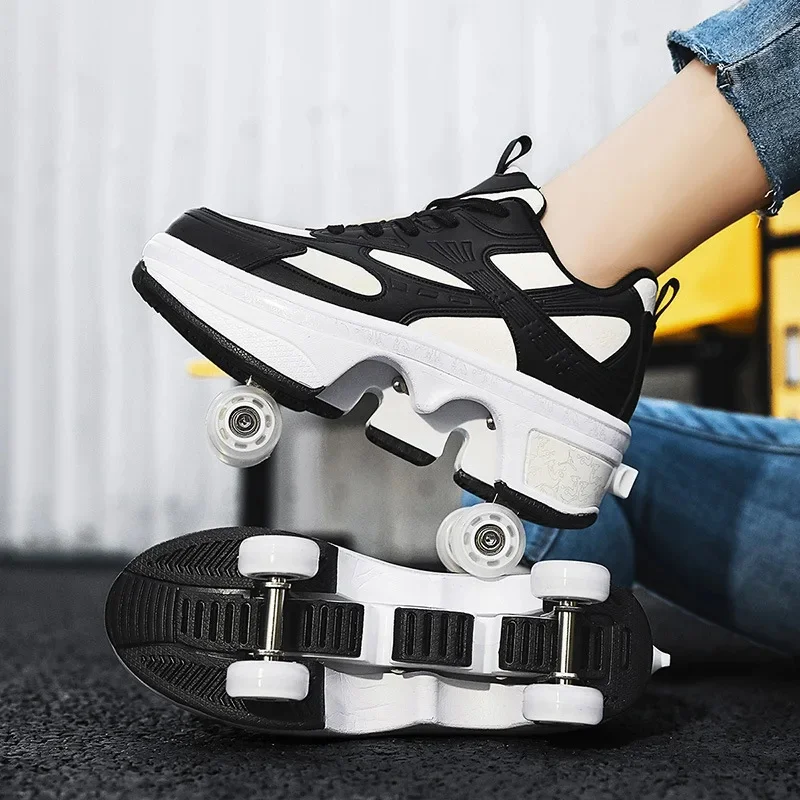 Roller Shoes Wedsf Double-Row Deform Wheel Automatic Walking Shoes - Main Image