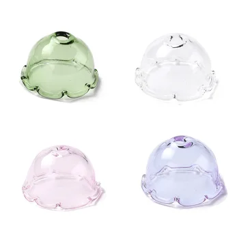 바람 종소리용 유리 구슬 콘, 멀티 꽃잎 꽃 구슬 엔드 캡, 가정 공예품 장식 선물, 21x13mm, 구멍: 2mm, 10 개
