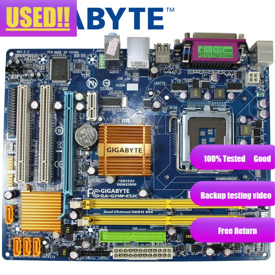 GIGABYTE GA-G31M-ES2C Desktop Motherboard G31 Socket LGA 775 For