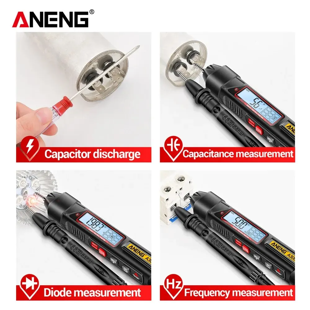 Digital Multimeter ANENG A3006 Pen Type 4000 Counts AC/DC Voltage Meter Tip Test Zero Fire Line High Precision Electric Tools