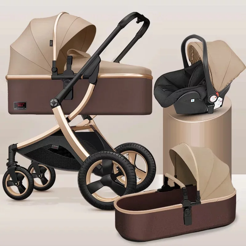 Stroller High Landscape Baby Stroller 3 in 1 or 2 in 1 Folding Baby Carriage for 0-3 Years Two Way Newborn Pram baby car baby stroller