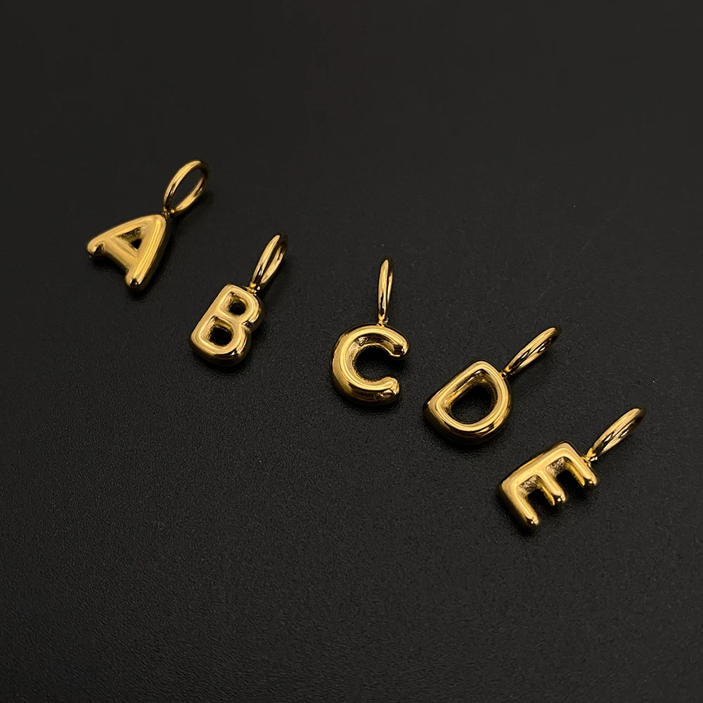 Stainless Steel Gold-plated Charms Modern Style 3D Bubble Alphabet Elements DIY Necklace Bracelet Jewelry Making
