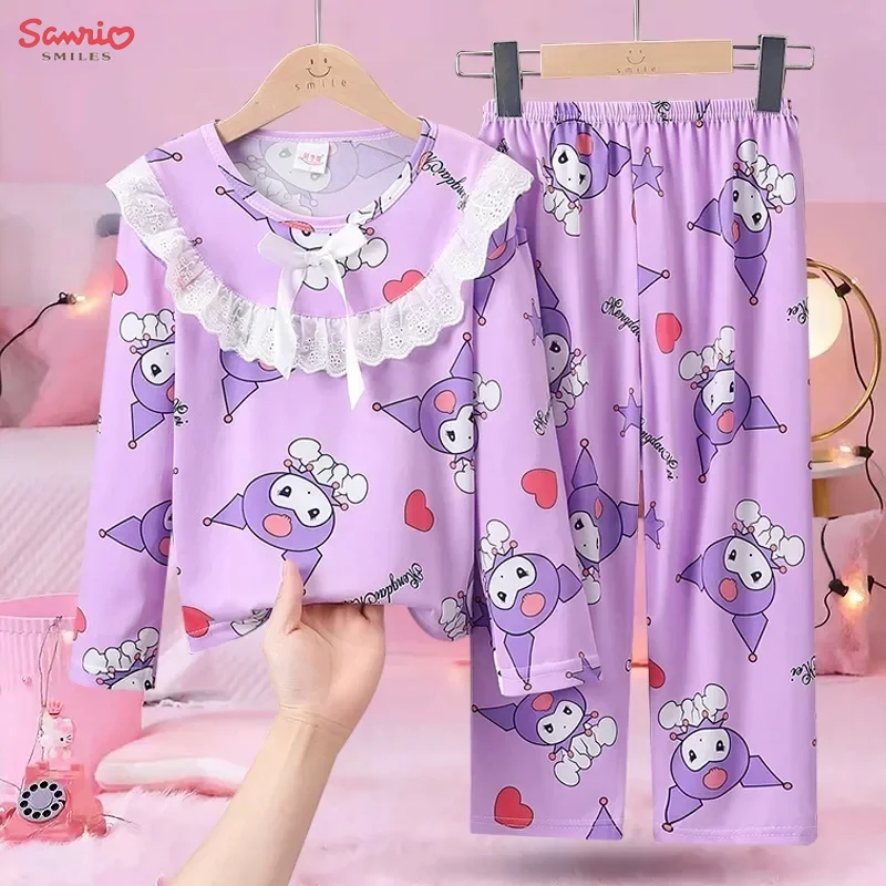 Sanrio Kuromi My Melody Autumn Children's Pajamas Set Kawaii Anime