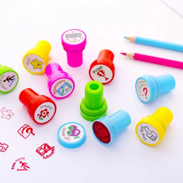 10pcs/set Self Inking Comment Stamp for Kindergarten Primary School Teachers Kids Performance Reviews Stamp DIY Decorative Stamp 4