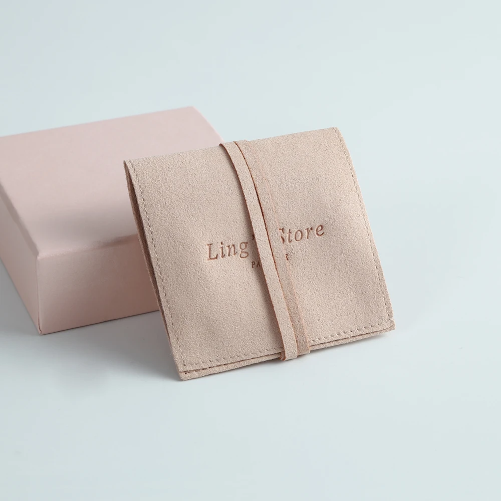 100pcs Pink Microfiber Suede Pouches Customized Logo Gift Bag Jewelries Pouch Microfiber Envelope Fodable Storage Bags