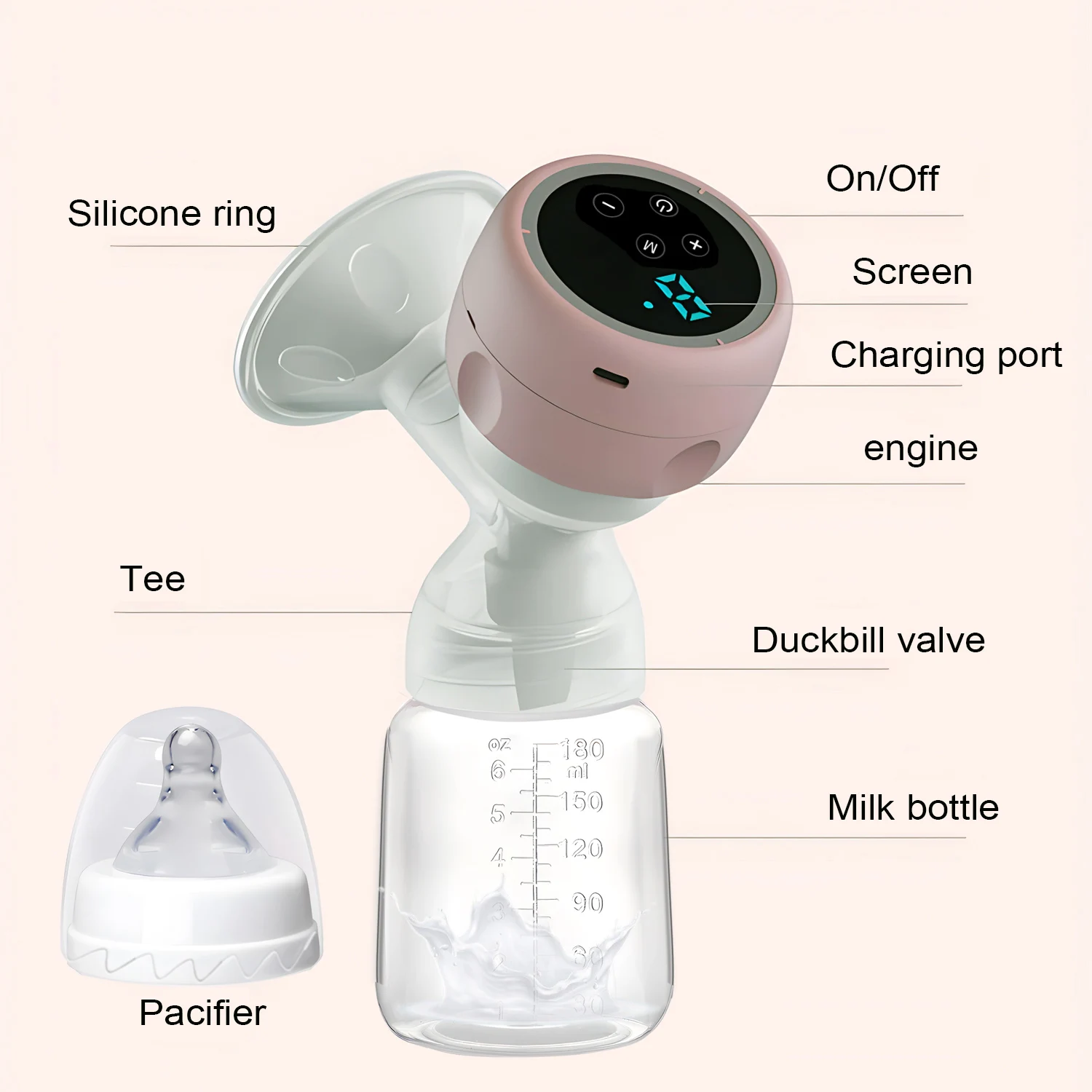 Electric Breast Pump Portable Painless Silent Integrated Suction_voghion.com