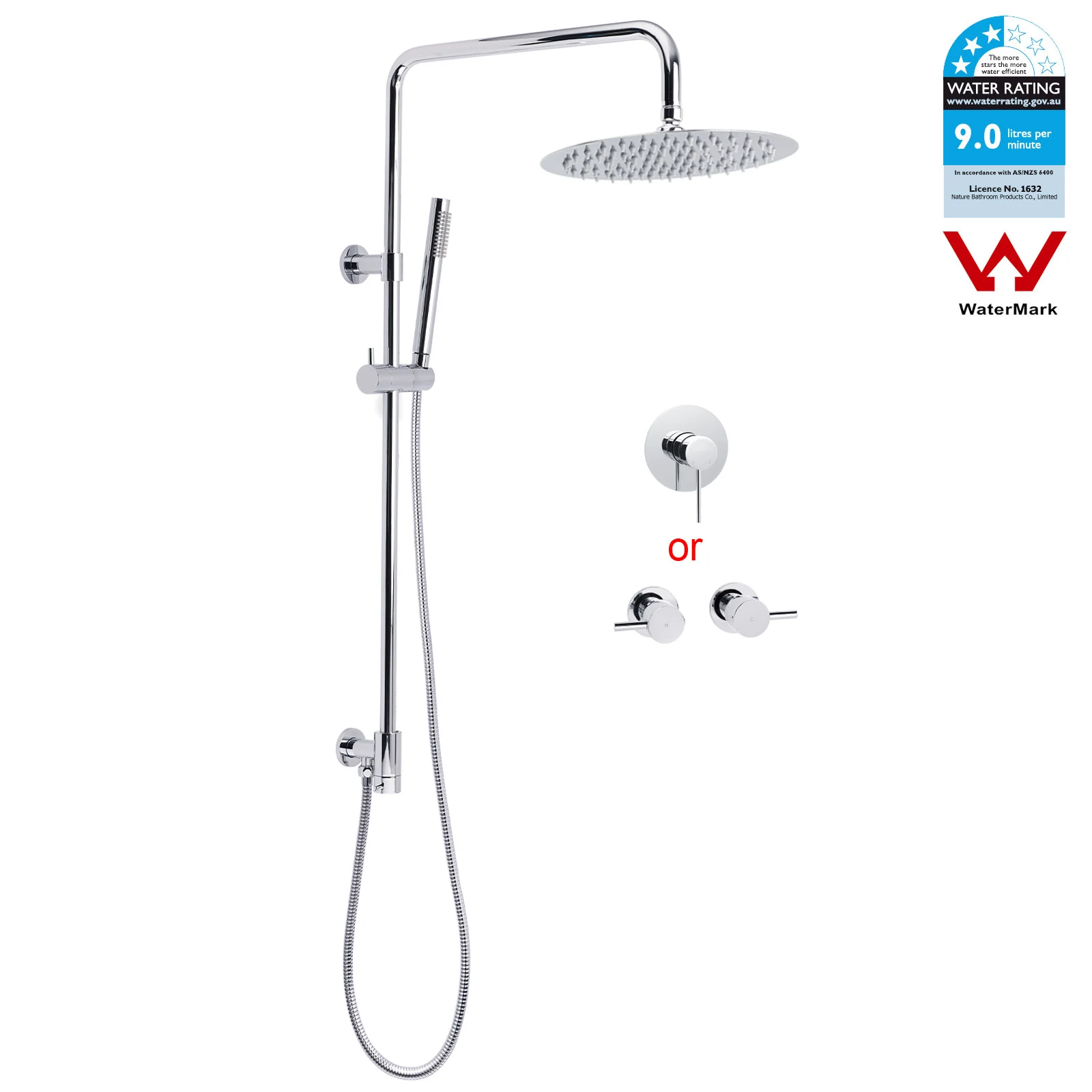 **Sydney Stock** KYLINS rond chromé 8/10/12/16 ''tête de douche double avec Rail à main Combo roues de marque d'eau haute pression
