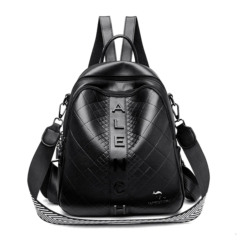 Product Diamond Lattice Backpack Anti Theft High Quality Leather Backpack School Bag Large Capacity Multifunctional Shoulder Bag 