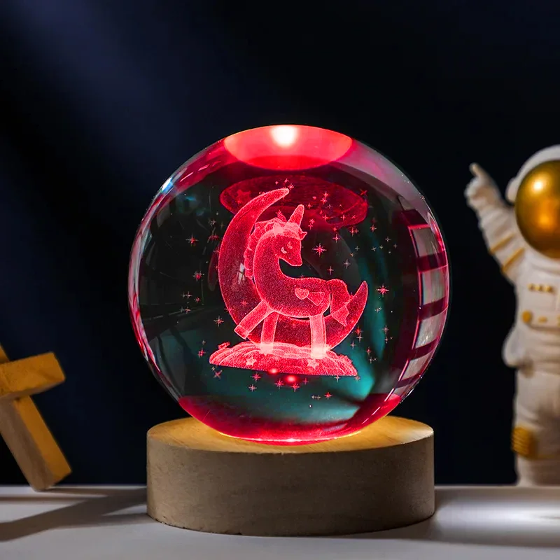 Luminous 3D Galaxy Crystal Sphere Lamp - Illuminated Astronomy Decor
