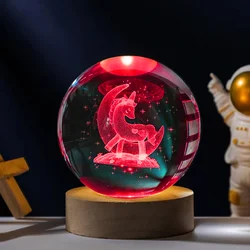 Luminous 3D Galaxy Crystal Sphere Lamp - Illuminated Astronomy Decor (Unicorn)