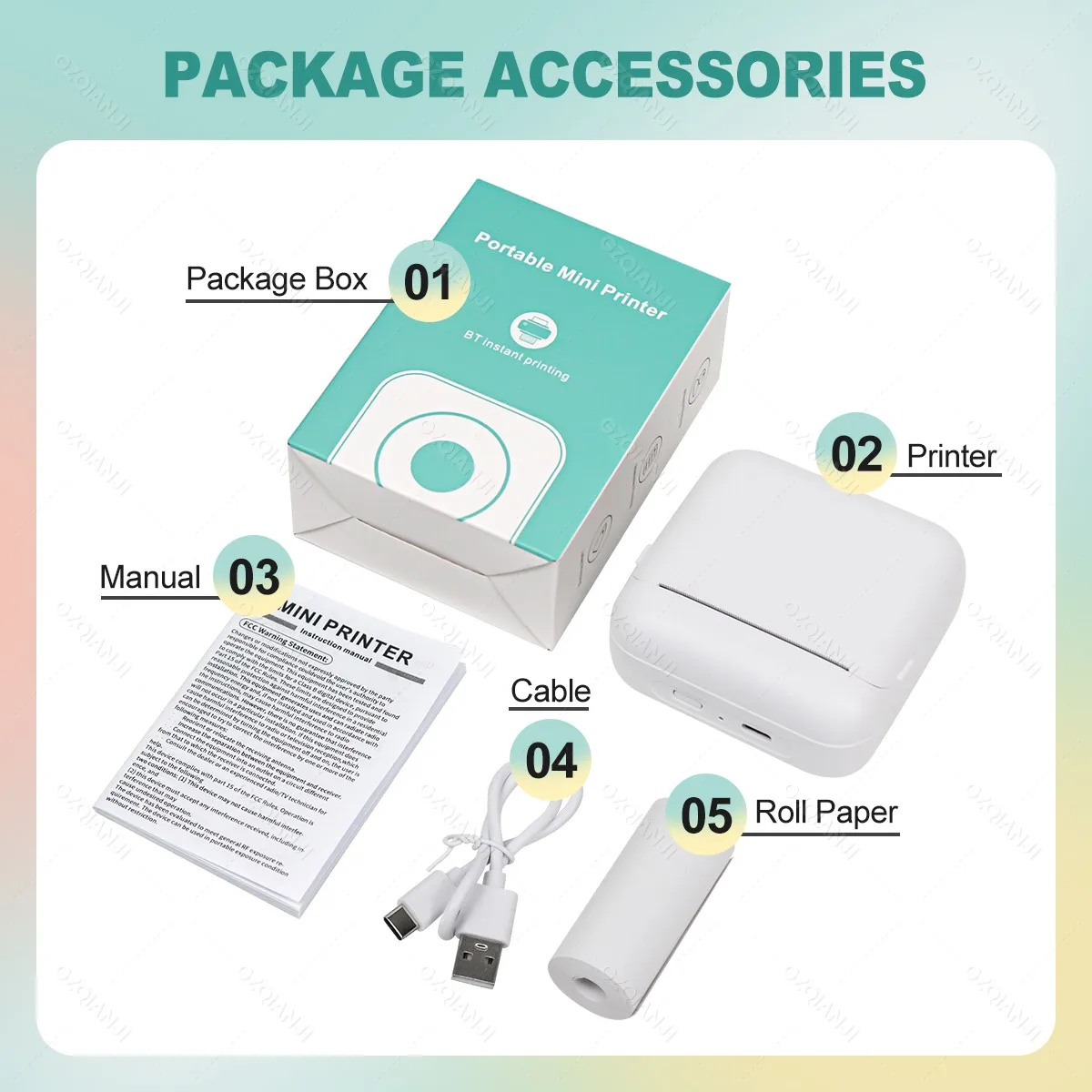 Portable Mini Thermal Printers Wireless Bluetooth Inkless Sticker Maker Printer Tag Price Machine for Office School Kitchen