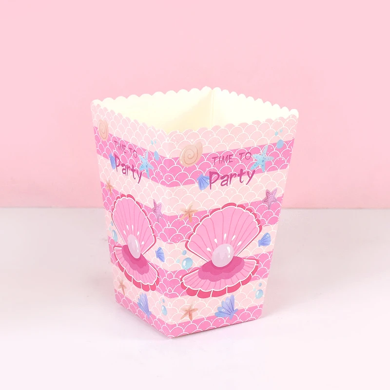 6/12Pcs Mermaid Party Popcorn Boxes Mermaid Tail Gift Candy Box Kids Girls Birthday Party Supplies Wedding Baby Shower Decor