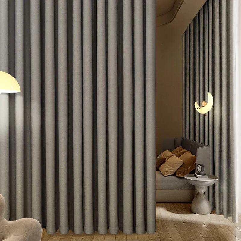 Full Shading Installation Curtains for Living Dining Room Bedroom Soundproof Hook Type Thickened High-end Sunshade Cloth 5