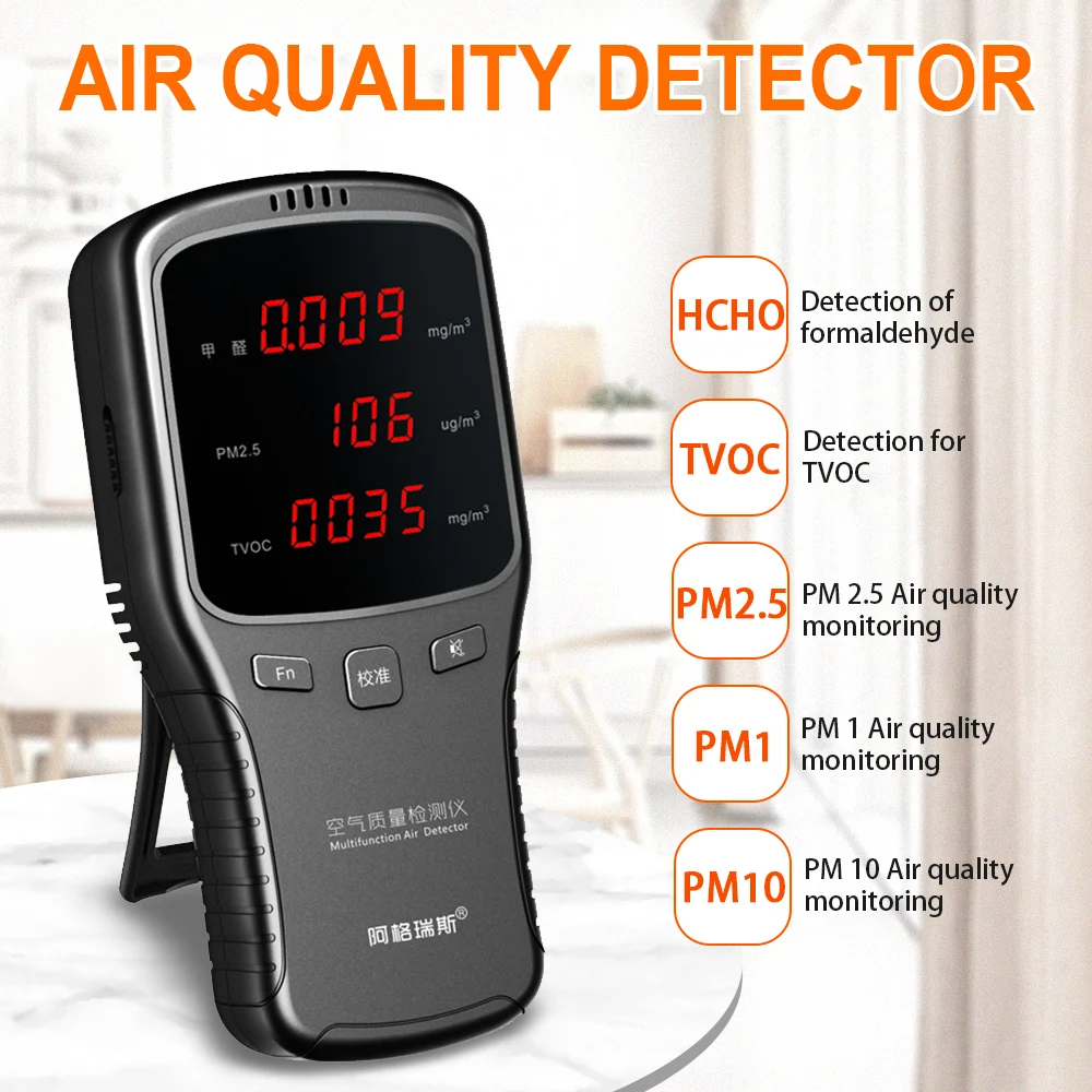 

Portable Formaldehyde Sensor Detector Digital Air Quality Monitor Gas Analyzer Tester Meter HCHO TVOC PM1.0 PM2.5 PM10 Detector