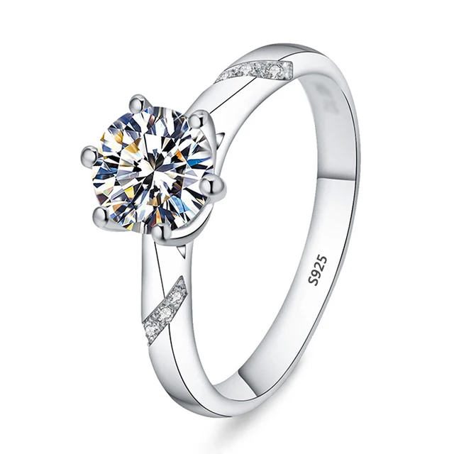 With Certificate Original 18K White Gold Color Ring Luxury 2.0ct Lab Diamond Wedding Bands Bride Women anillos de plata ley 925 R363