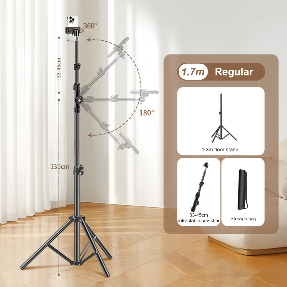 170cm Adjustable Height Telescopic Mobile Support Tripod Multifunctional Stretchable Phone Holder Live Selfie Recording Tripods