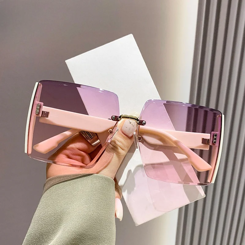 Color Matching Sunglasses Women Rimless Beach Gradient UV400 Eyeglasses