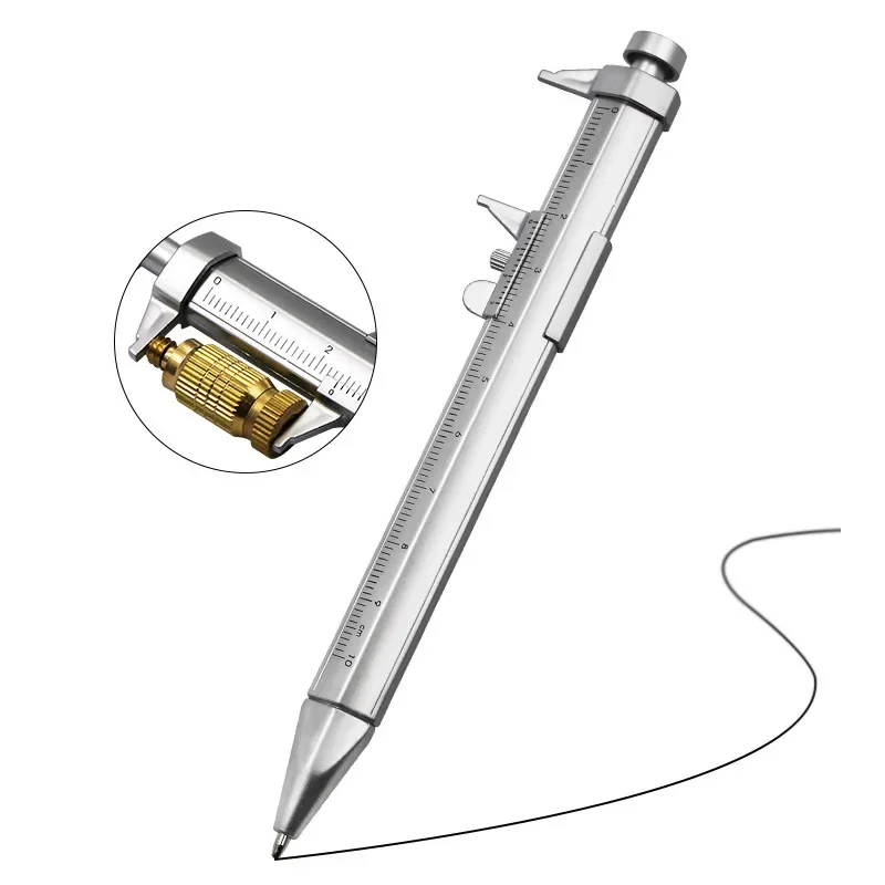2 In 1 Calibro Penna A Sfera Calibro Scorrevole Penna A Punta A Sfera Colore Argento Penna Regalo Personalizzata Promozione Vernier Logo Personalizzat