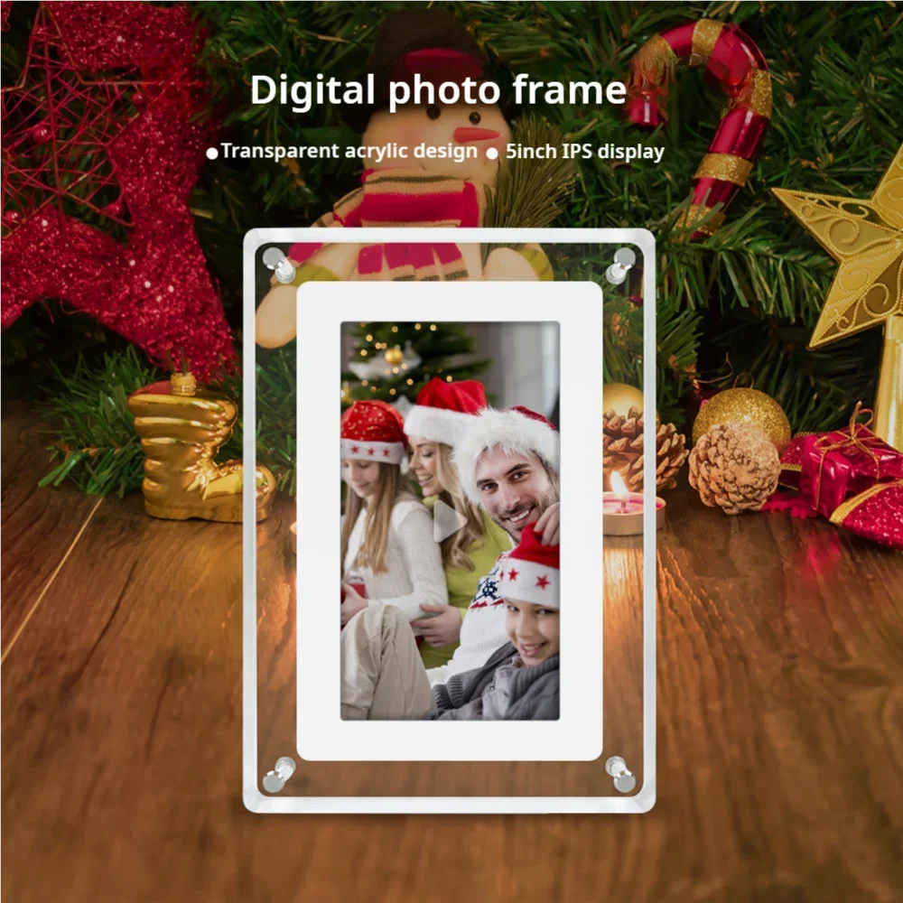 Acrylic Digital Photo Frame 5 Inch 1200mAh Vertical Display IPS Screen 4G Memory Battery
