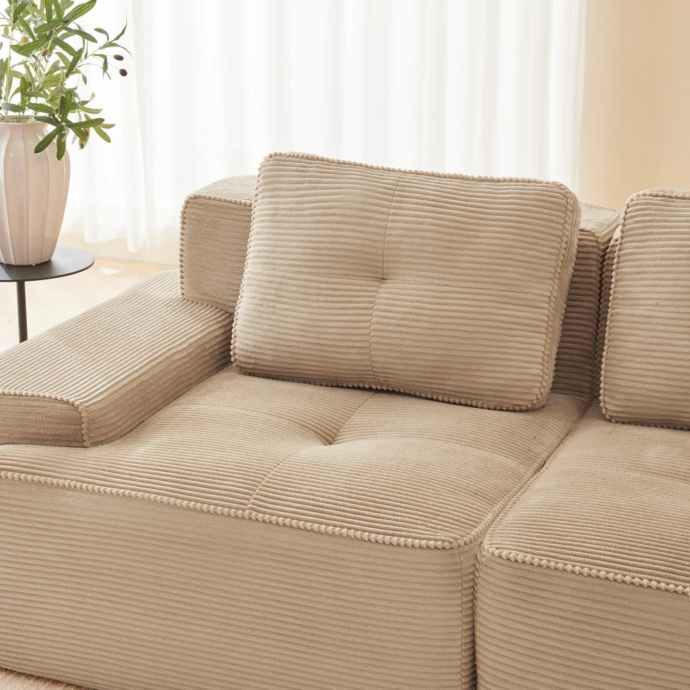 Modernes Cord-Cloud-Sofa – Knochenloses Modulares Zweisitzer-Sofa mit Tiefem Sitz für Wohnzimmer Erhältlich in Grün Braun Champagner Schwarz – Detail 10
