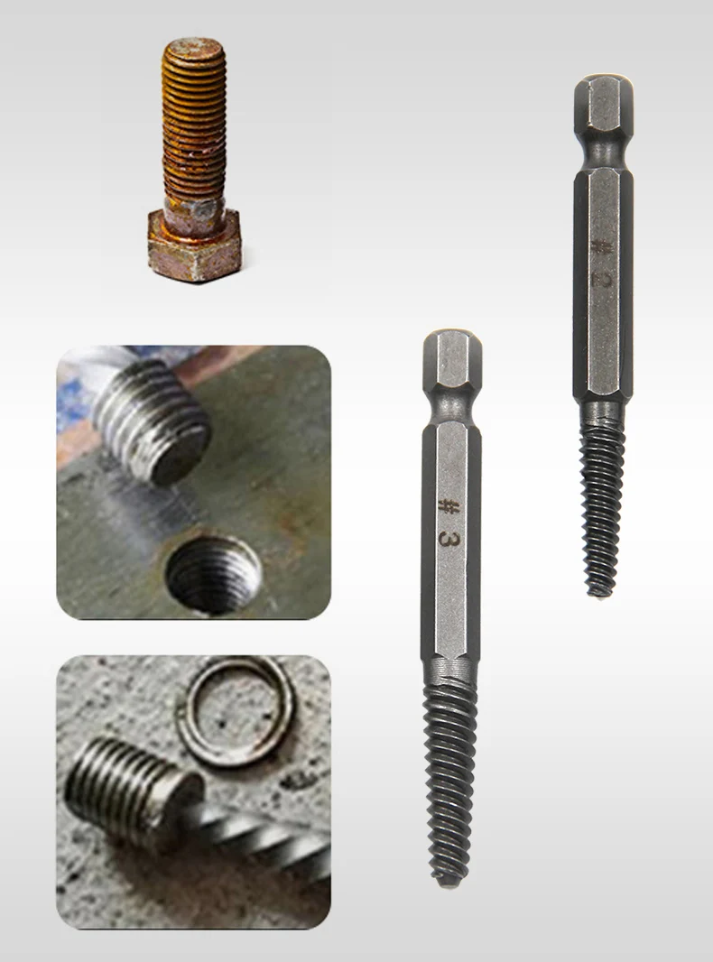 5PC Hexagonal Handle Broken Head Screw Extractor Power Tool Accessory Hexagonal Broken Thread Extractor Thread Set Image 7