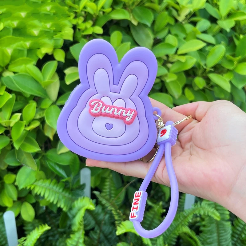 Silicone Coin Purse Creative Cartoon Rabbit Head Wallet Cute Children's Zipper Pendant Storage Pouch Key Bag Purse Pocket