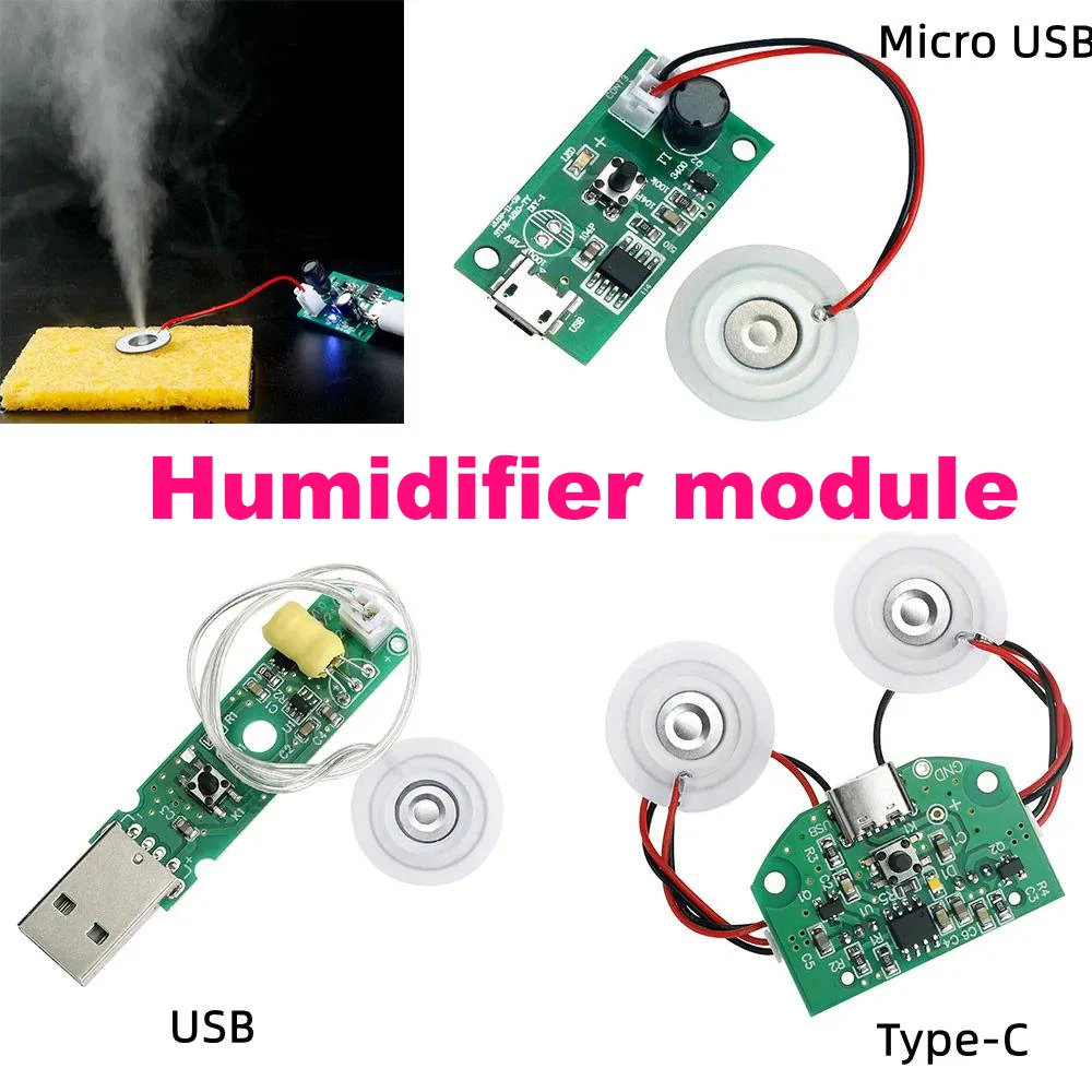 Ultrasonic Atomizing Humidifier Kit with USB-C and Rubber Gasket