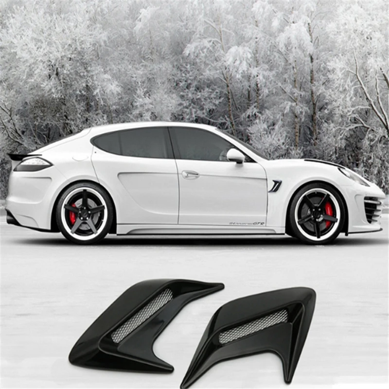 2pcs ABS Plastic Car Side Vent Air Flow Fender Intake Sticker Shark Gills Side Vent Sticker Car Simulation Vents Decorative car fender stickers car body trim accessories